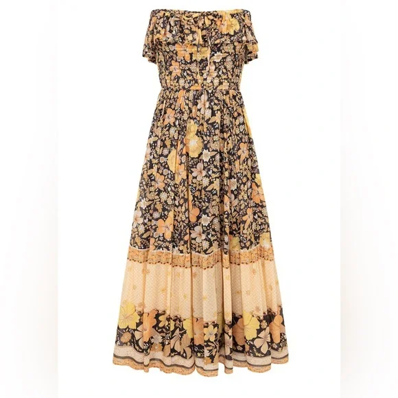 NWT - Spell Hibiscus Lane Strapless Flutter Midi Dress - SM - Picture 2 of 7